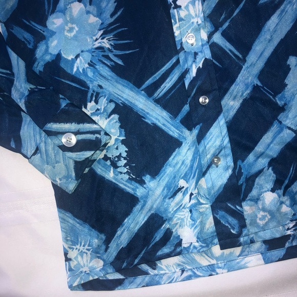 Vintage shirt button down floral print men’s medium long sleeve polyester qiana - Picture 7 of 11